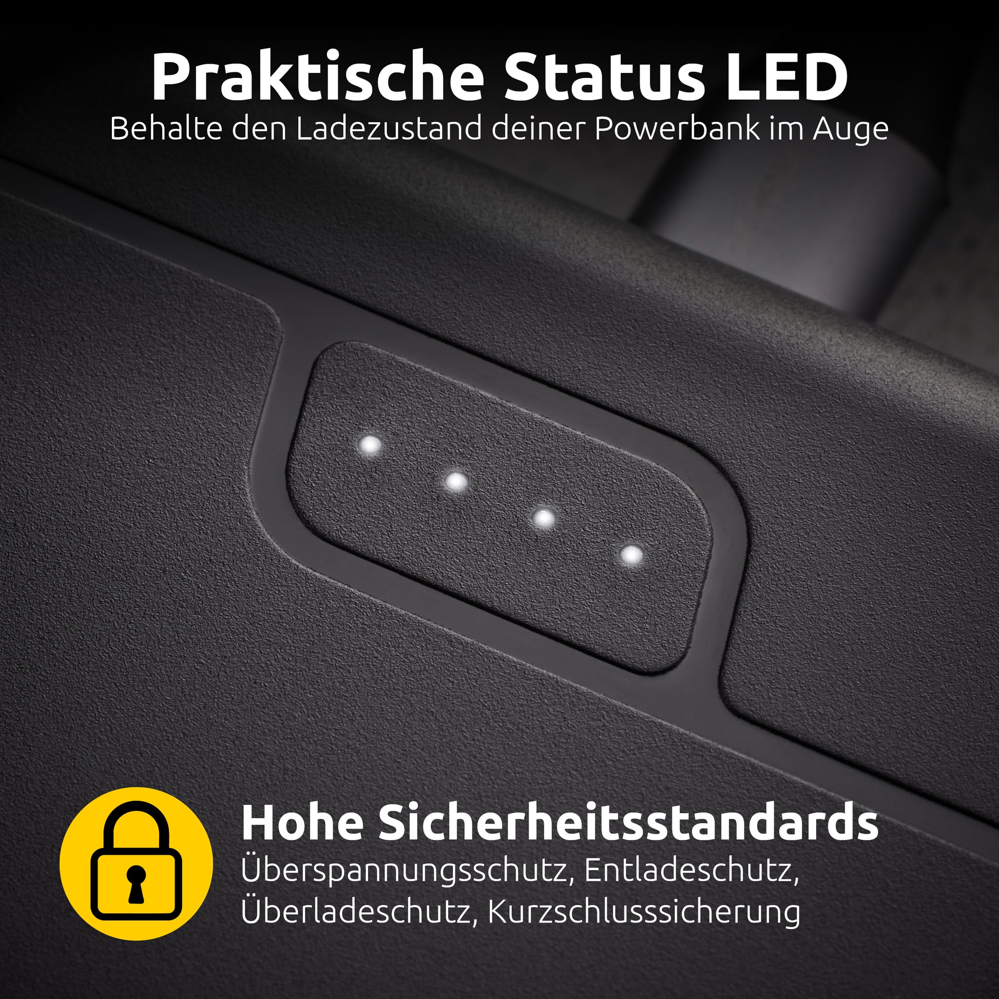 Intenso B10000 Powerbank 10'000 mAh – 1× USB-C, 2× USB-A, schwarz