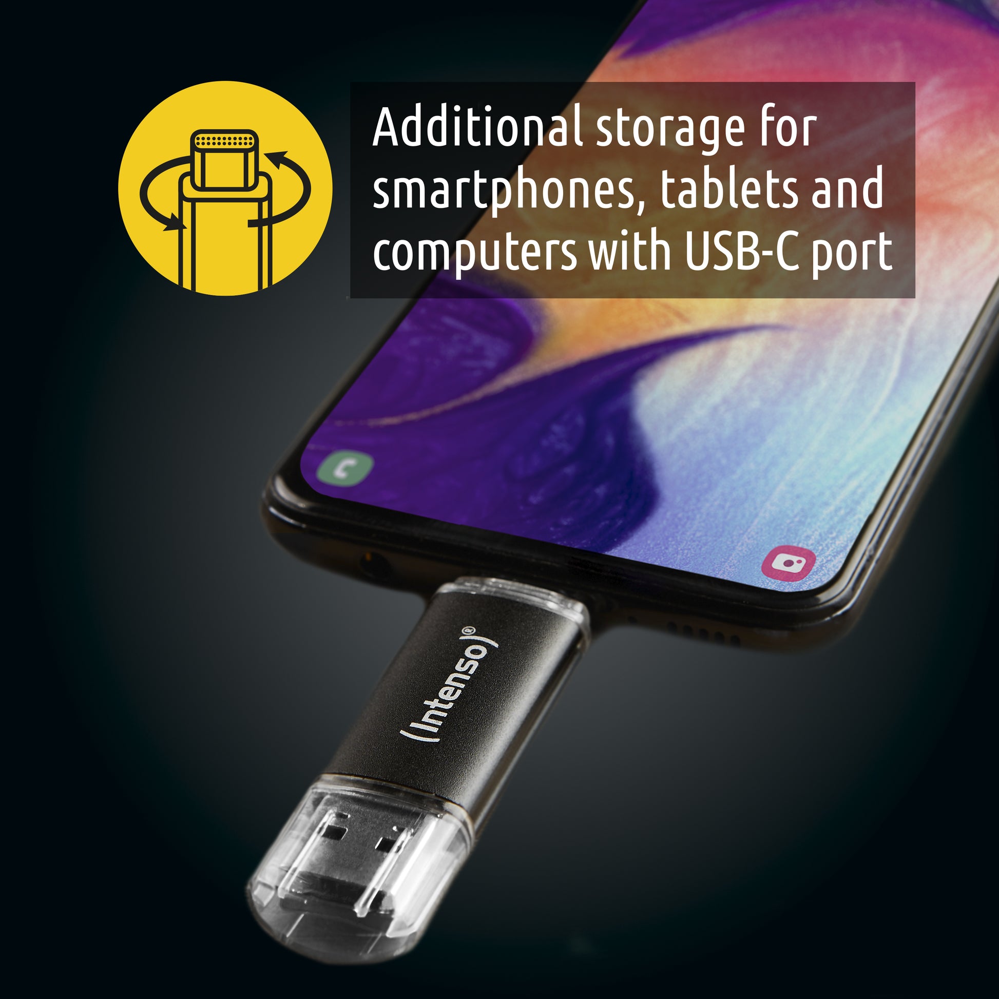 Intenso Twist Line 3539491 USB-Stick 128 GB – USB-A/USB-C USB 3.2 Gen 1, 70 MB/s Lesen, mit Kappe, Anthrazit