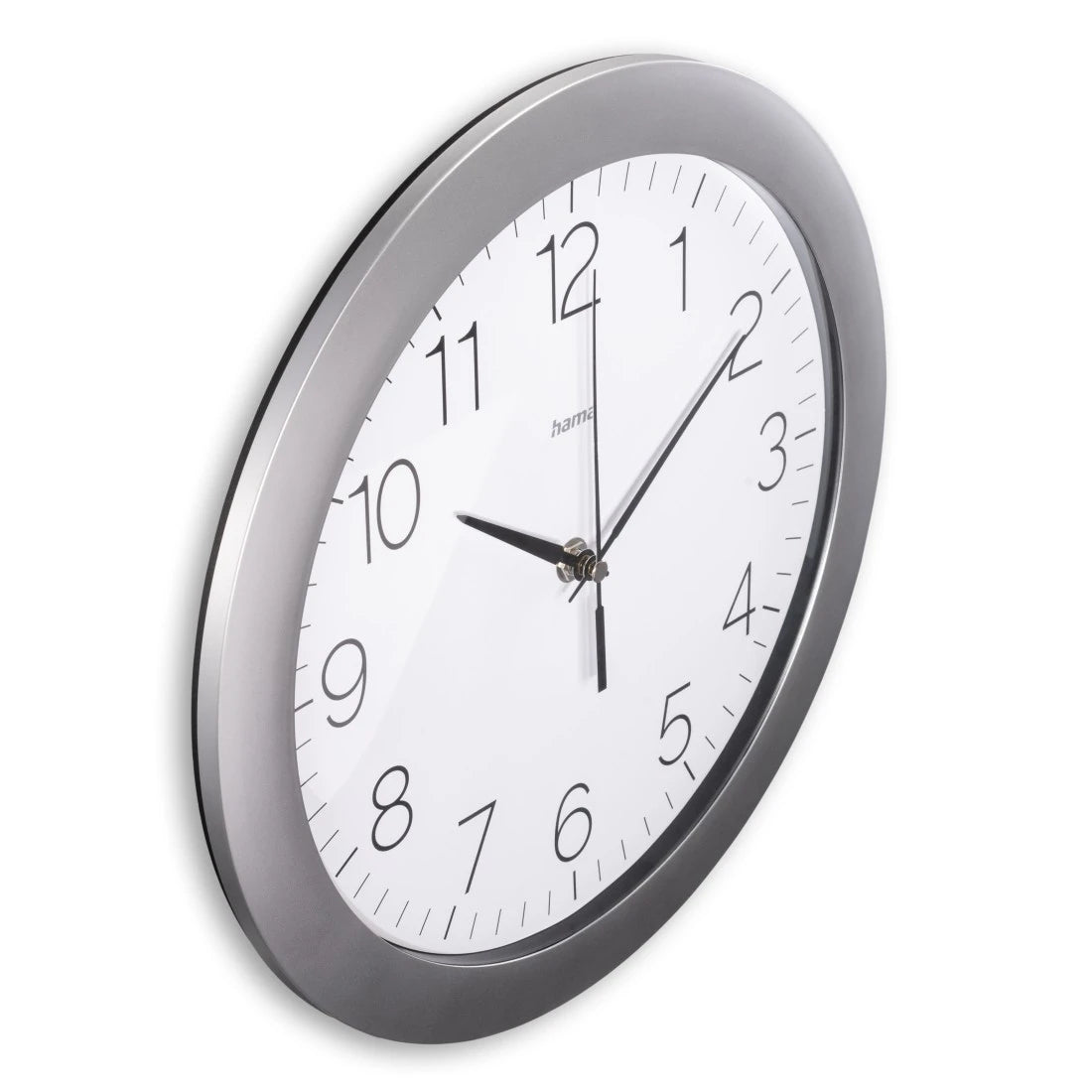 Hama Wanduhr – Funk, analog, Ø 30 cm, Silber, Kunststoff/Glas