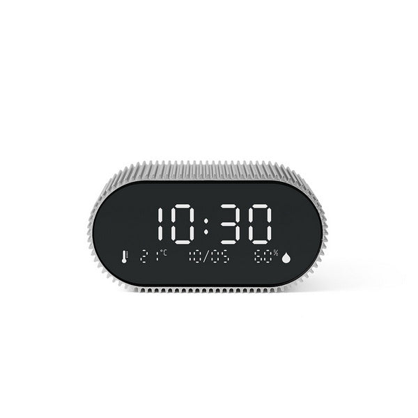 LEXON Wecker Ray – digital – silber, Aluminium, Schlummerfunktion, Thermometer