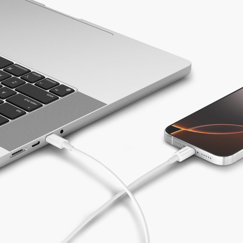 Vonmählen USB-C auf USB-C Kabel – USB 2.0 (480 Mbit/s) – 1 m – PD 60 W – Abgewinkelt, Nylon – Weiss
