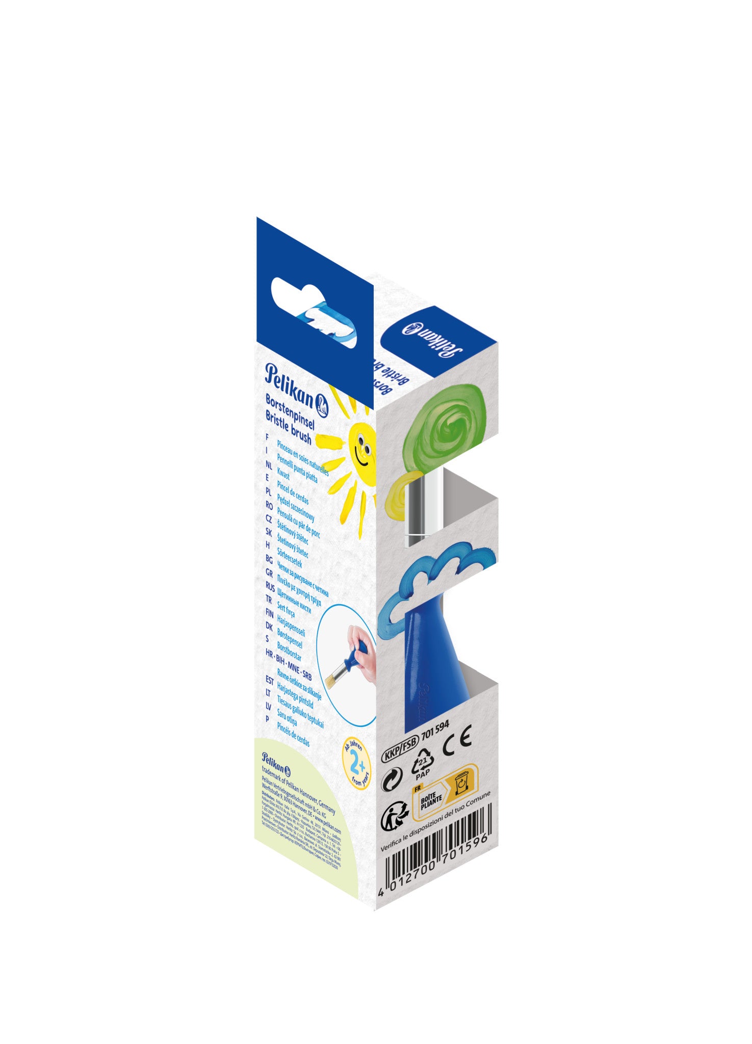 Pelikan Pinsel – Flachpinsel, Naturhaar, Blau, Kunststoffgriff, ab 2 Jahren