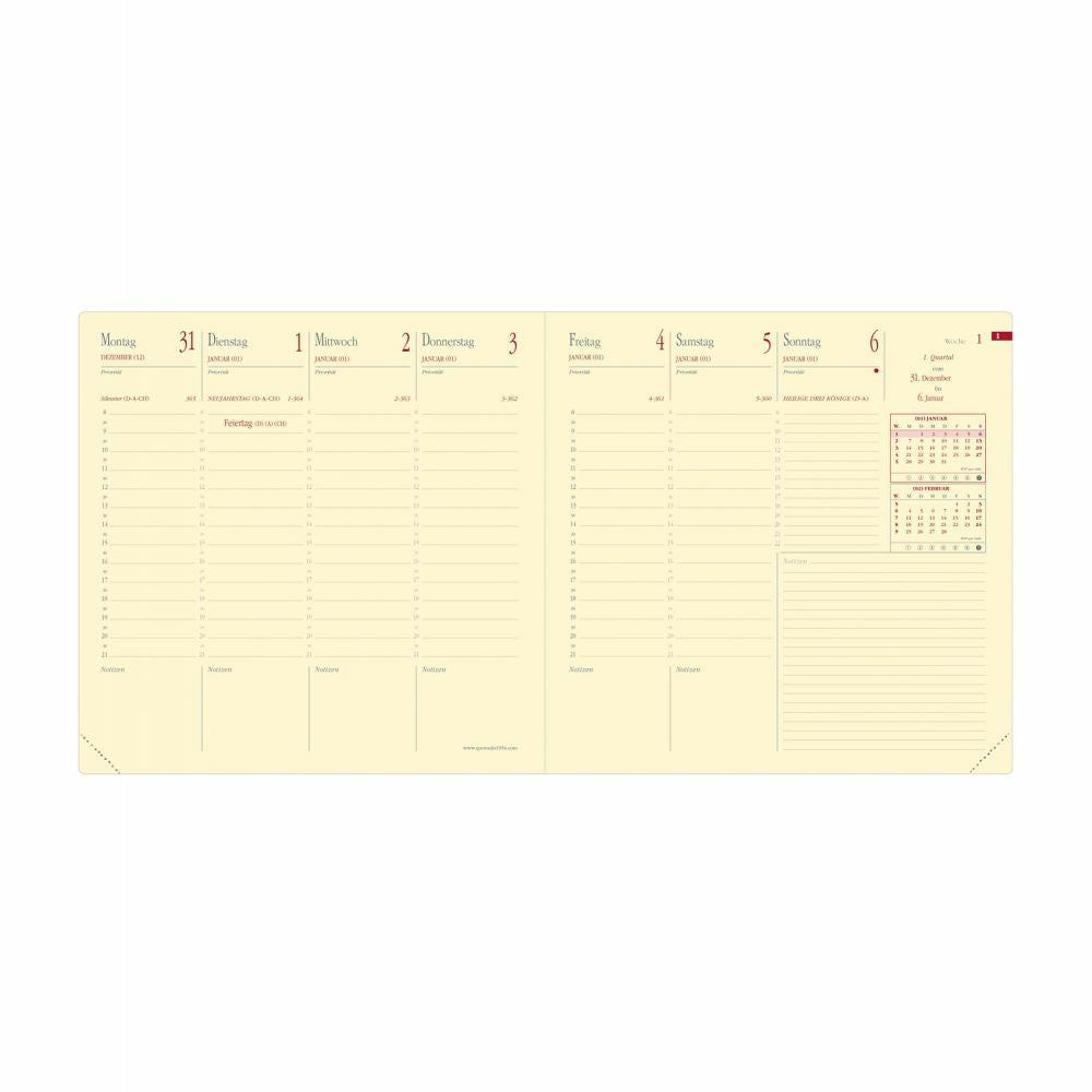 Quo Vadis Exec.Pres. – Kalendereinlage 2027, 1 Woche/2 Seiten, 16,1 × 16,1 cm