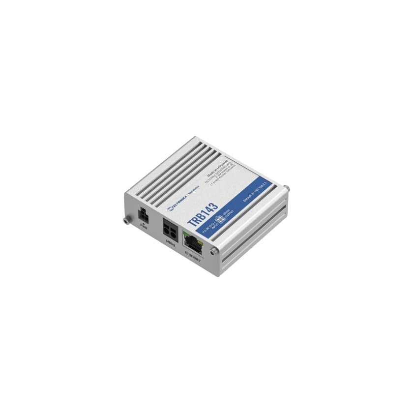 Teltonika TRB143 – Cellular Gateway – M-Bus, 4G/LTE (Kat 4), 1× 1G RJ-45, PoE, DIN-Schiene, 1× SMA-Antenne