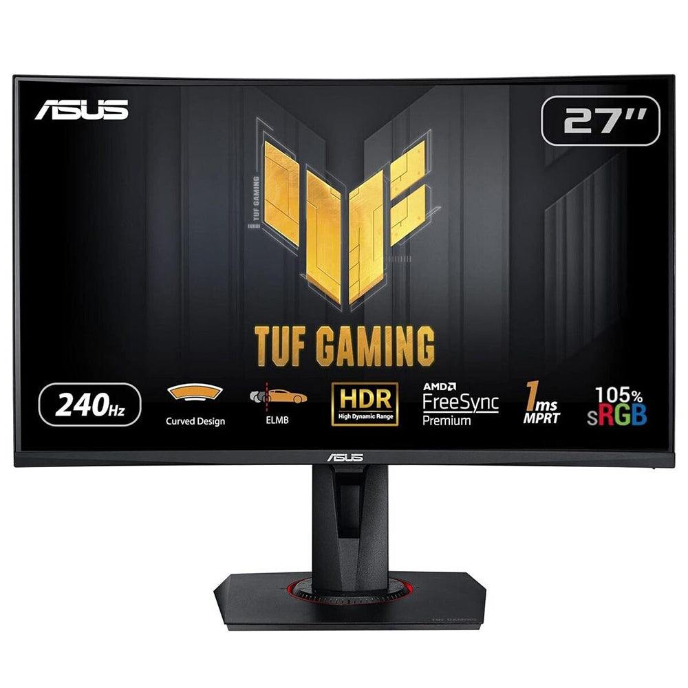 ASUS TUF Gaming VG27VQM – Monitor, 27", VA, 240 Hz, 350 cd/m², Gebogen, USB-Hub, VESA 100 × 100, Schwarz