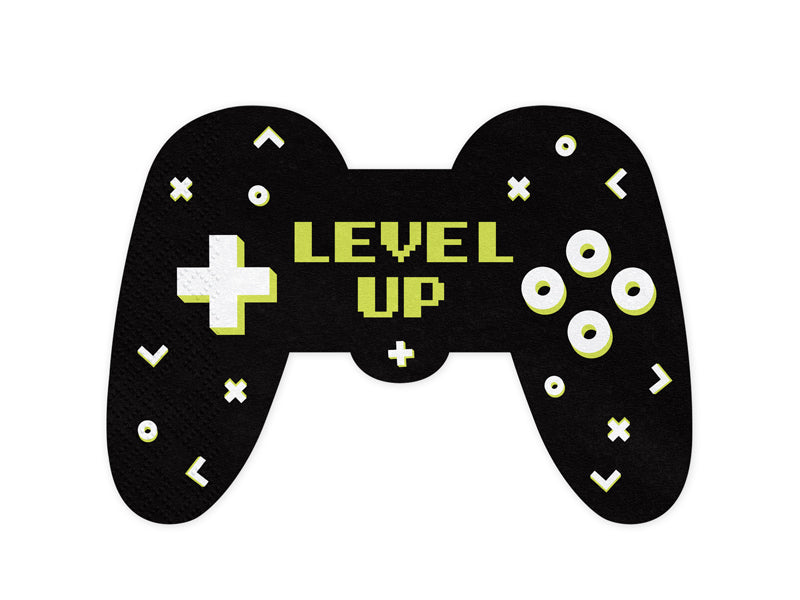 PartyDeco Servietten Game Controller, 16 × 11,5 cm, schwarz – FSC – 12 Stk.