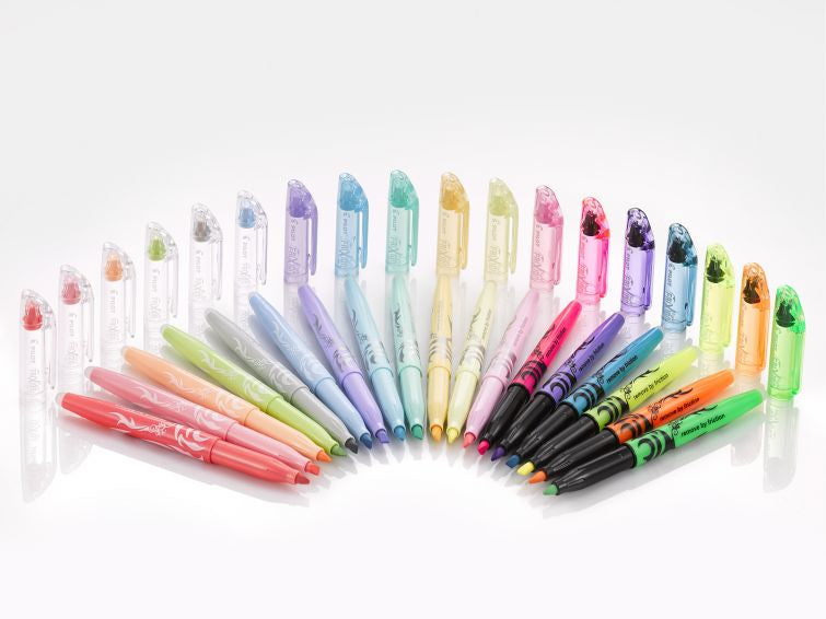 Pilot FriXion Light Textmarker – 4er Set, Farben: Grün/Pink/Gelb, Keilspitze 3,3 mm, radierbar