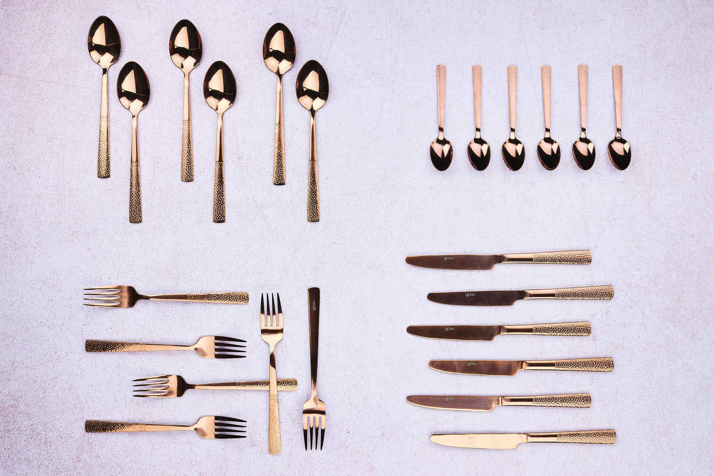 Björn Besteck-Set FINN – 24-teilig, für 6 Personen, Edelstahl 18/0, Kupfer