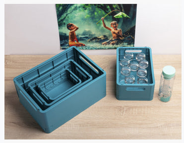 Exacompta Aufbewahrungsbox B 375 × H 163 × T 275 mm – für A4+, zusammenklappbar, mit Tragegriff, blau