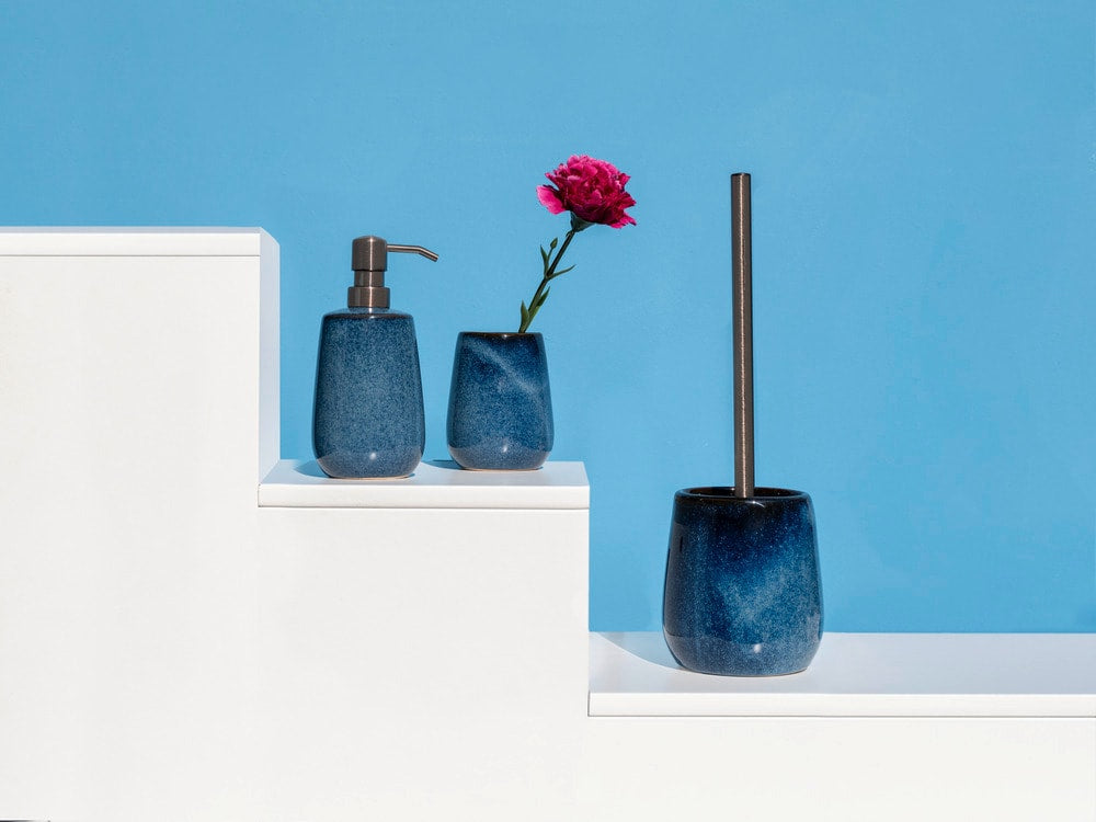 WENKO WC-Bürstenset – Keramik, Blau, H 40 cm, Ø 7,5 cm