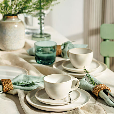 Villeroy & Boch Crafted Cott Kaffeetasse – 0,25 l, Porzellan, Weiss, spülmaschinenfest, 6 Stück