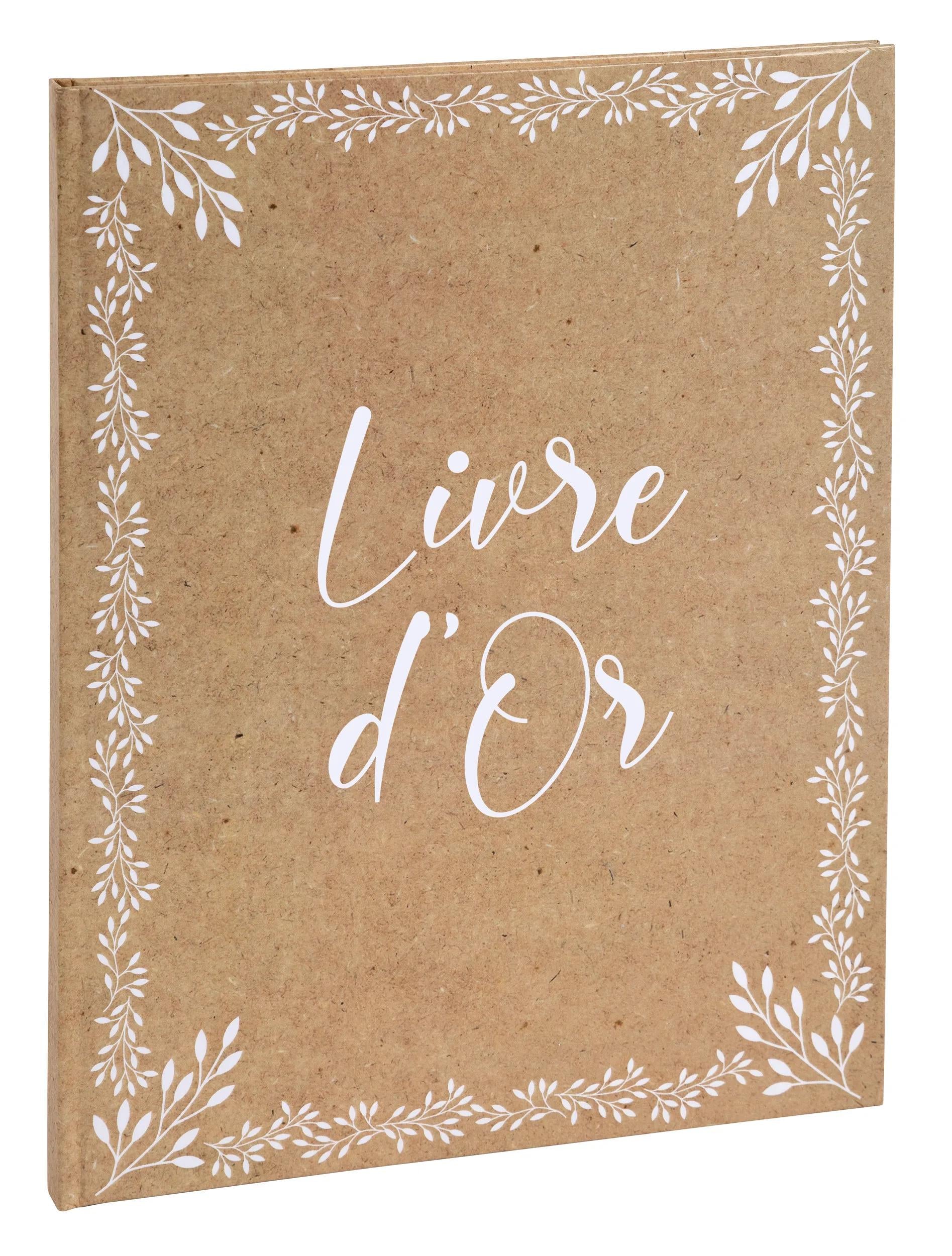 Exacompta Gästebuch Livre d'Or – Goldrand – 100 Seiten – 220 × 270 mm – Hardcover, Karton, Natur