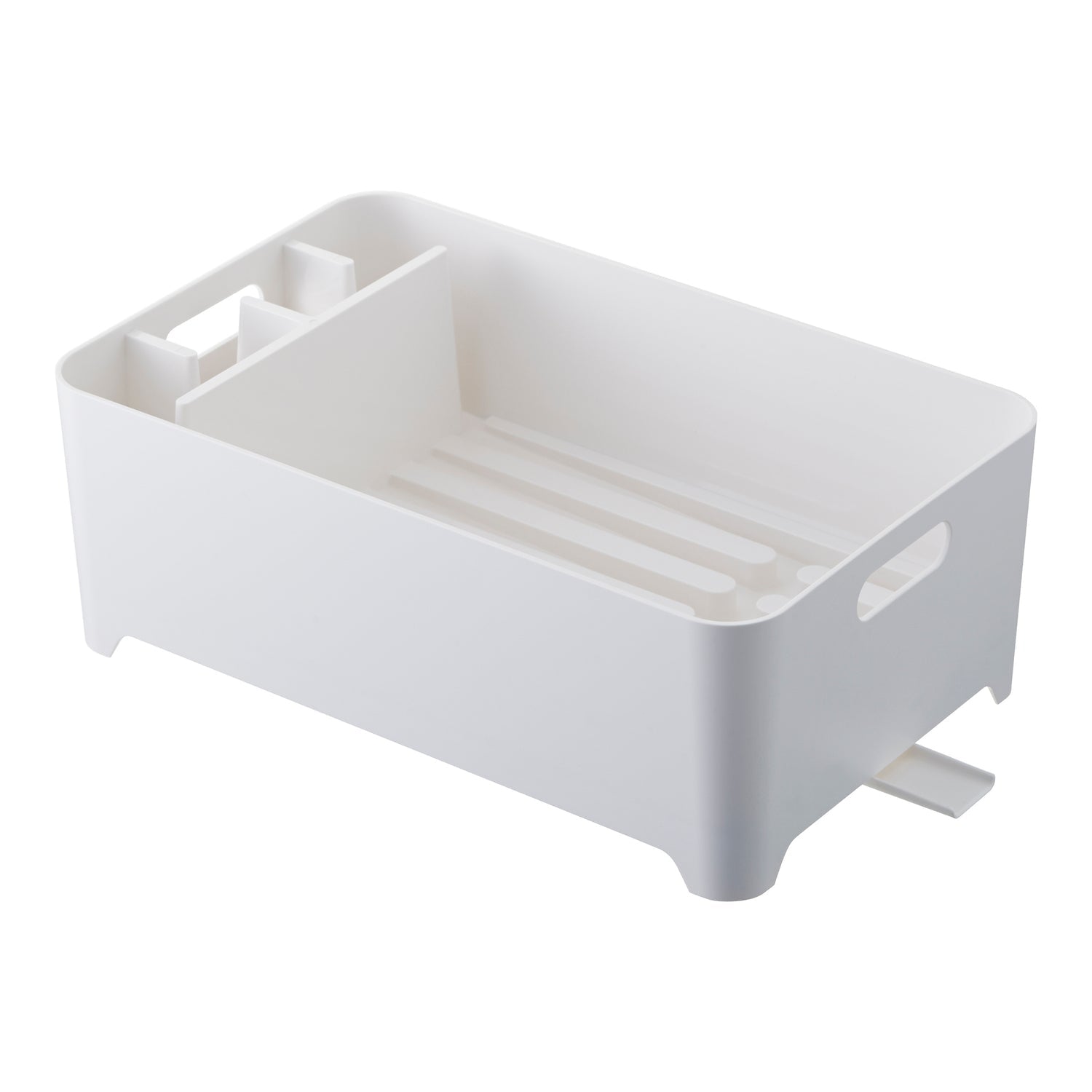 Yamazaki Abtropfgestell 38 × 24 × 13 cm, ABS, mit Besteckhalter, Weiss
