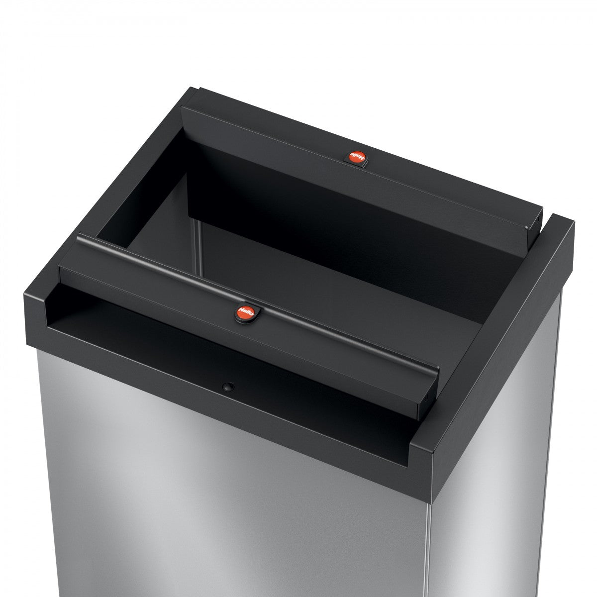 Hailo Abfallcontainer Big-Box Swing – 35 l – mit Deckel, Stahl, Silber – B × H × T 339 × 545 × 260 mm