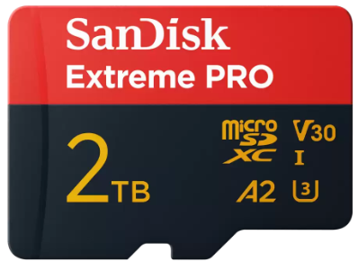 SanDisk Extreme Pro microSDXC – 2 TB, UHS‑I, inkl. Adapter