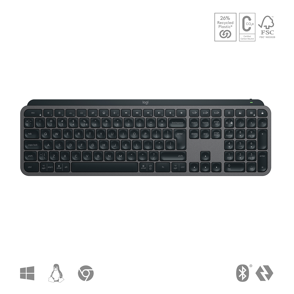 Logitech MX KEYS S – Tastatur, kabellos (Bluetooth), CH-Layout (DE-CH), Grau
