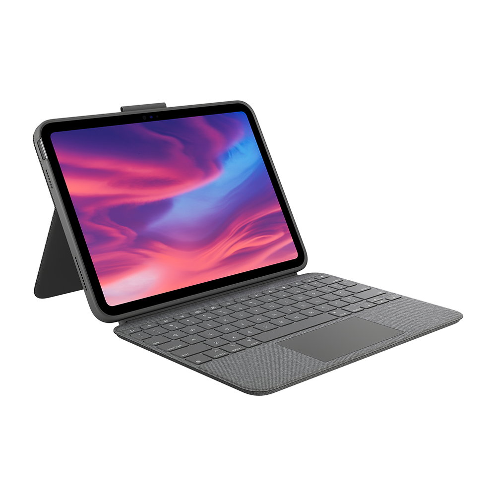Logitech Combo Touch – Tastatur, CH-Layout (DE-CH), mit Touchpad, Grau – für iPad (10. Gen)