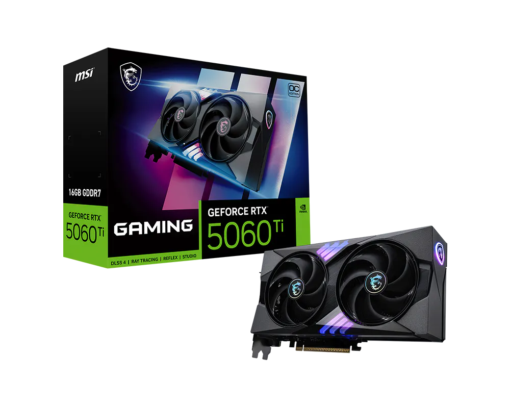 MSI GeForce RTX 5060 Ti 16G GAMING OC – PCIe Grafikkarte – 3×DP 2.1b, 1×HDMI 2.1b, PCIe 5.0, 1×16-pin