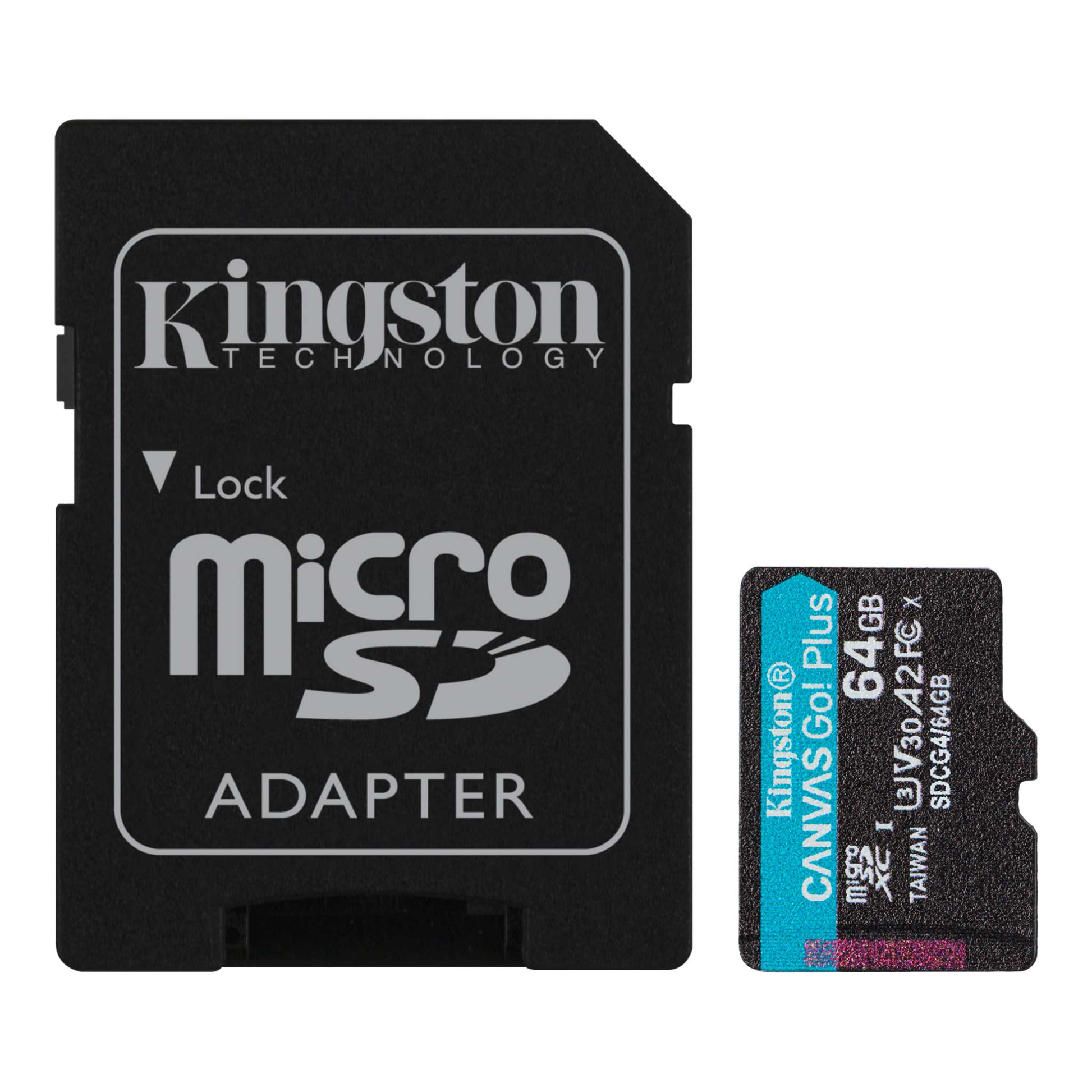 Kingston Technology Kingston Canvas Go Plus 200R Gen4 Speichergerät – 64 GB, microSDXC, A2, U3, V30, mit Adapter