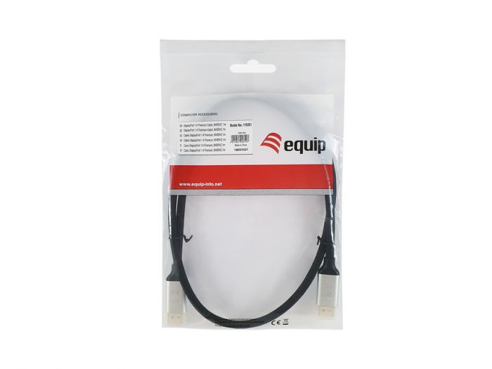 Equip DisplayPort Kabel DP 1.4 – 8K 60 Hz – 2 m – Aluminium/Schwarz