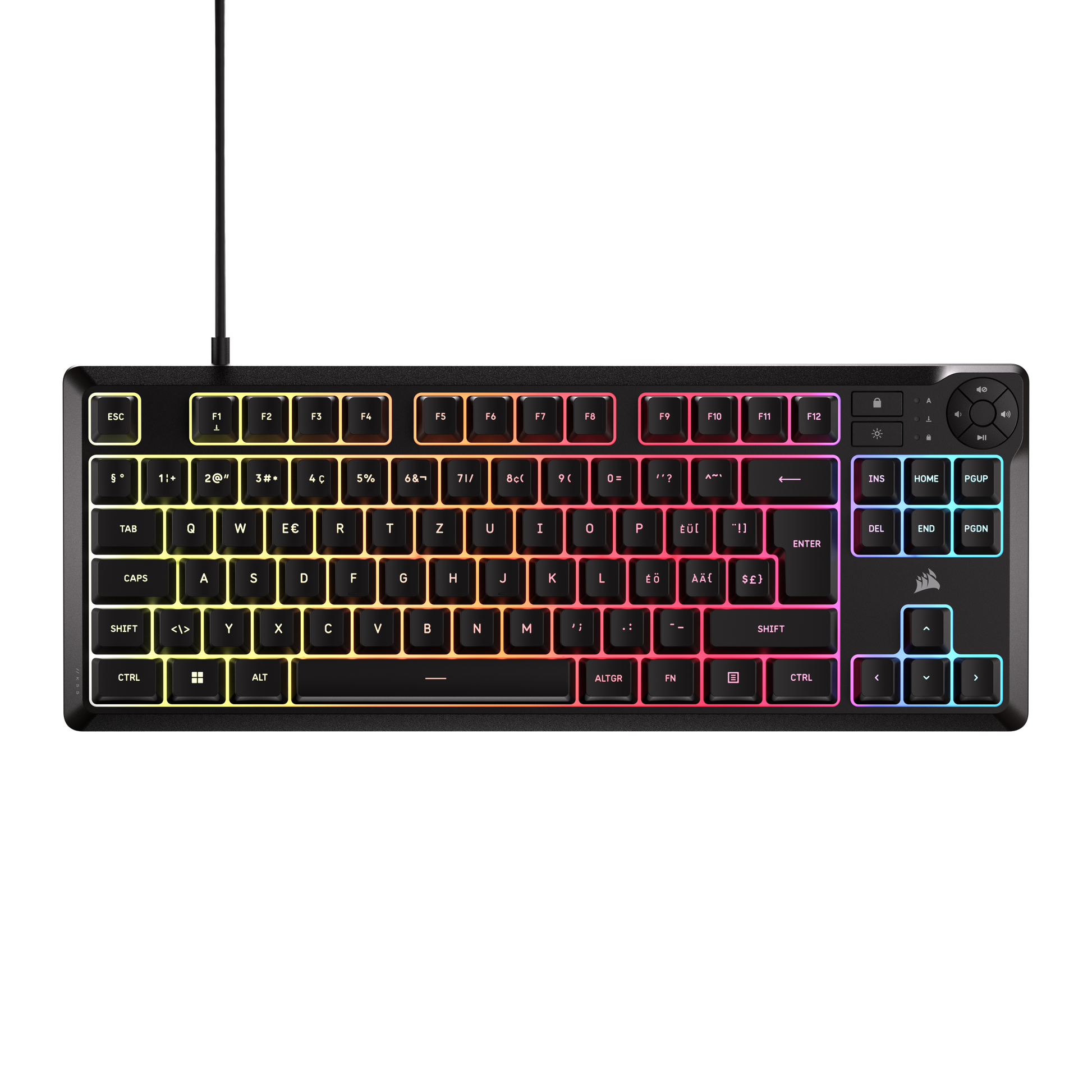 Corsair K55 CORE TKL – Tastatur, kabelgebunden, CH-Layout (DE-CH), TKL (ohne Ziffernblock), Membran
