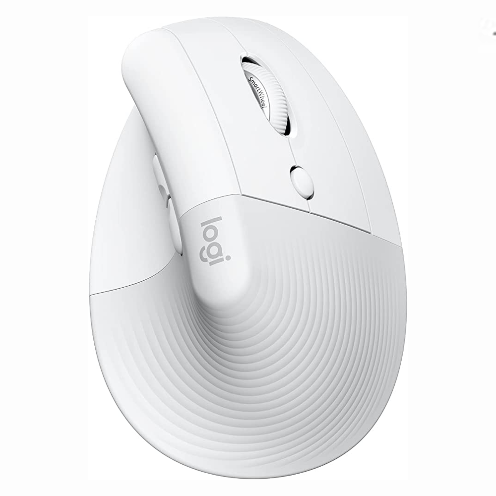 Logitech Lift for Business Ergonomische Maus – kabellos, für Rechtshänder, vertikal, Bolt-Empfänger, weiss