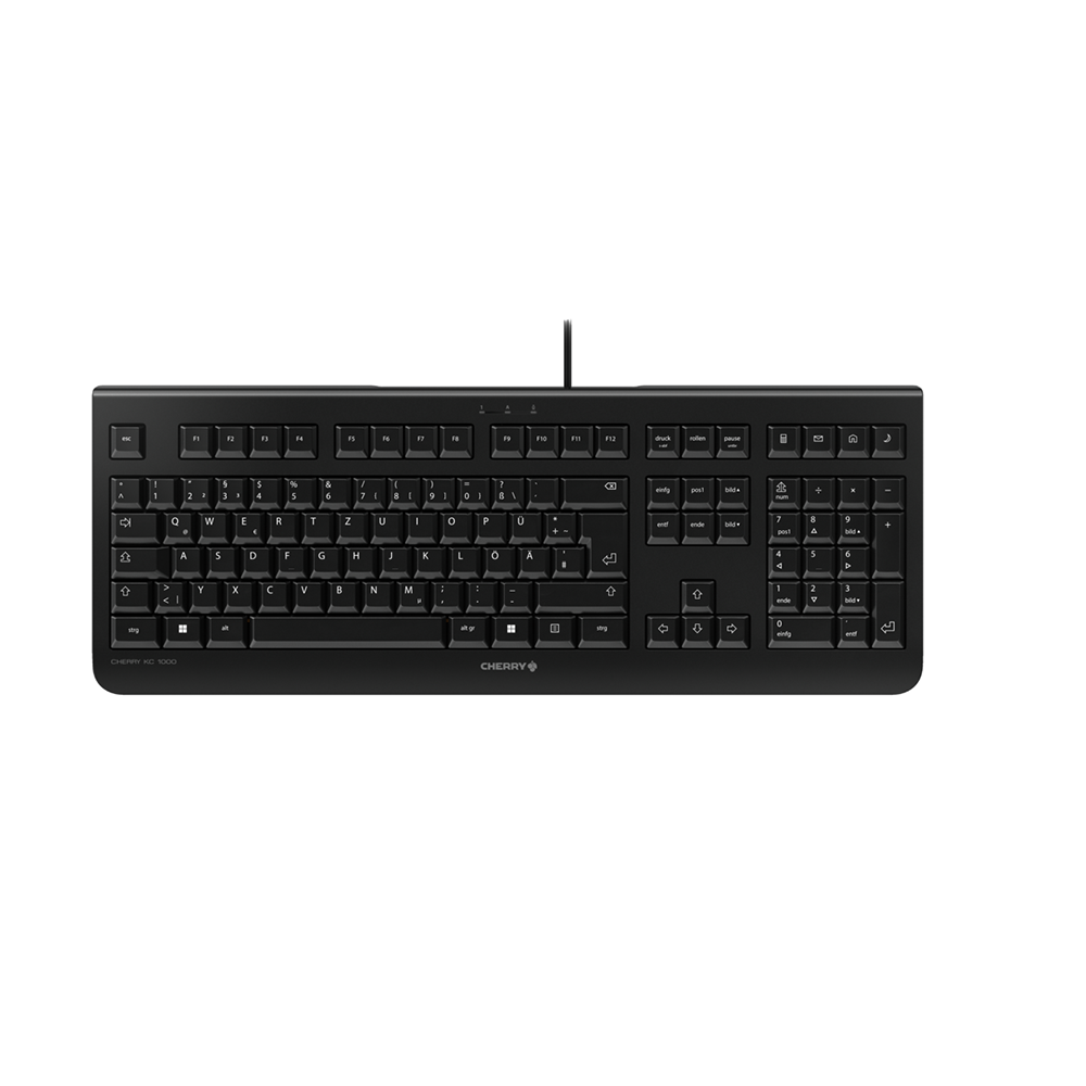 CHERRY KC 1000 – Tastatur, kabelgebunden (USB-A), US-Layout (EN), Fullsize (mit Ziffernblock) – für Windows