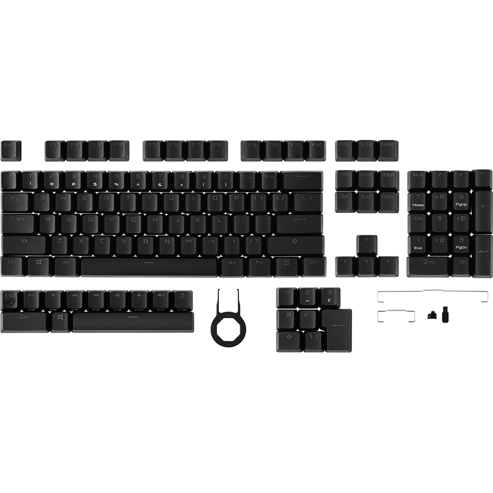 ASUS ROG AC03 – Tastaturkappen-Set, PBT, Schwarz, Cherry-MX kompatibel, für gängige Layouts
