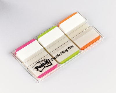Post-it Indexstreifen Strong – 25,4×38 mm – sortiert (pink, grün, orange), 3×22 Stück, mit Dispenser