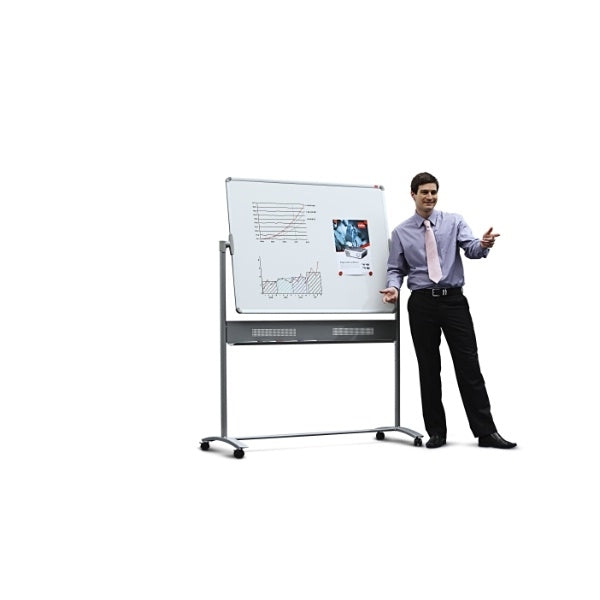 Nobo Whiteboard – 120 × 90 cm, lackierter Stahl, magnetisch, Alu-Rahmen, mobil, beidseitig
