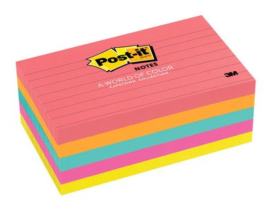 Post-it Super Sticky Haftnotizen – 127×76 mm – sortiert, 5×100 Blatt, PEFC
