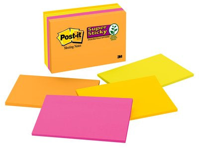 Post-it Haftnotizen Super Sticky – 152×101 mm – sortiert, 4×45 Blatt, PEFC