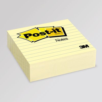 Post-it Haftnotizen – 101,6 × 101,6 mm – gelb, liniert, 300 Blatt/Block, 1er-Pack