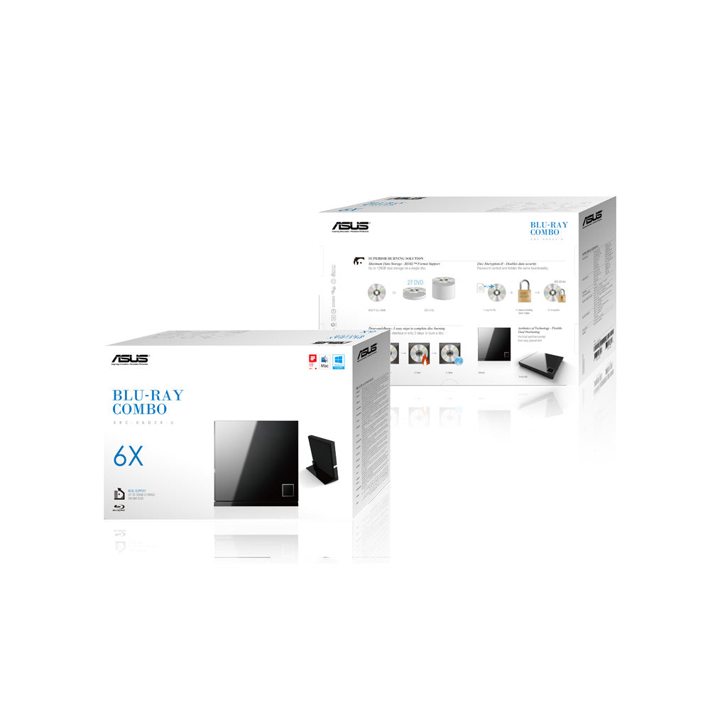 ASUS SBC-06D2X-U Blu-Ray DVD Combo – USB 2.0, Slimline, Ablage