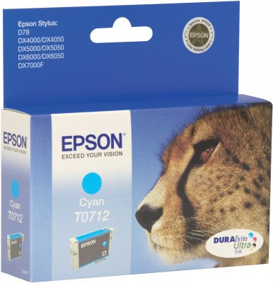 Epson T0712 Cyan Tintenpatrone (Original) – 485 Seiten – für Stylus DX4000 – T071240