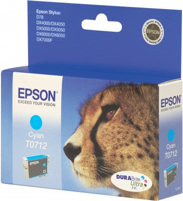 Epson T0712 Cyan Tintenpatrone (Original) – 485 Seiten – für Stylus DX4000 – T071240