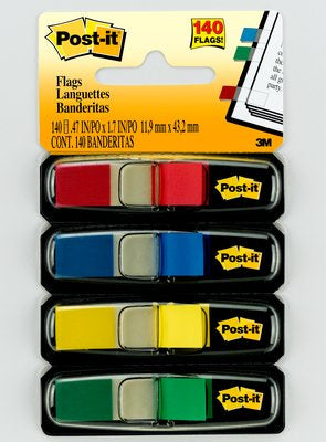Post-it Indexstreifen – 11,9×43,2 mm – sortiert, 4×35 Stück, mit Dispenser