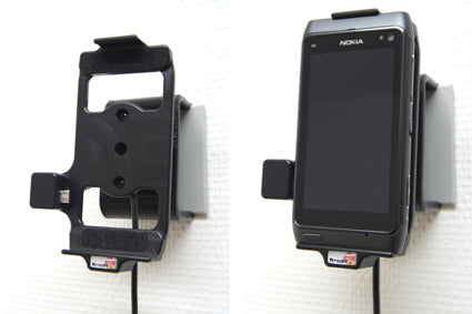Brodit Auto-Halterung, drehbar, neigbar, mit Zigarettenanzünder-Stecker – für Nokia N8 – Schwarz, Kunststoff