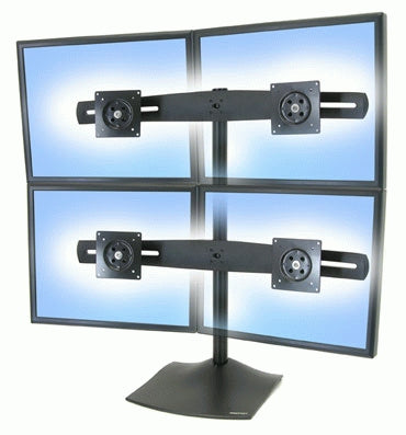Ergotron DS100 – Standfuss, 4 Monitore, bis 24", Quertraverse, Schwarz