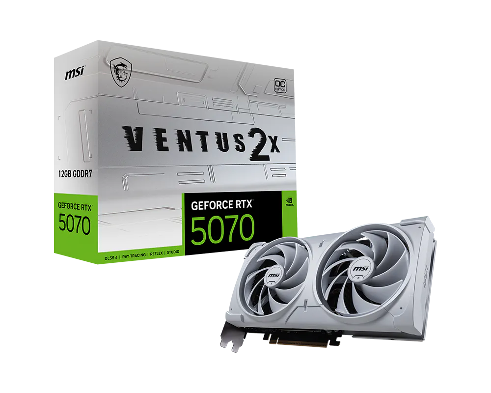 MSI GeForce RTX 5070 VENTUS 2X OC Weiss – Grafikkarte – 12 GB GDDR7, 3×DP, 1×HDMI, PCIe 5.0, 250 W