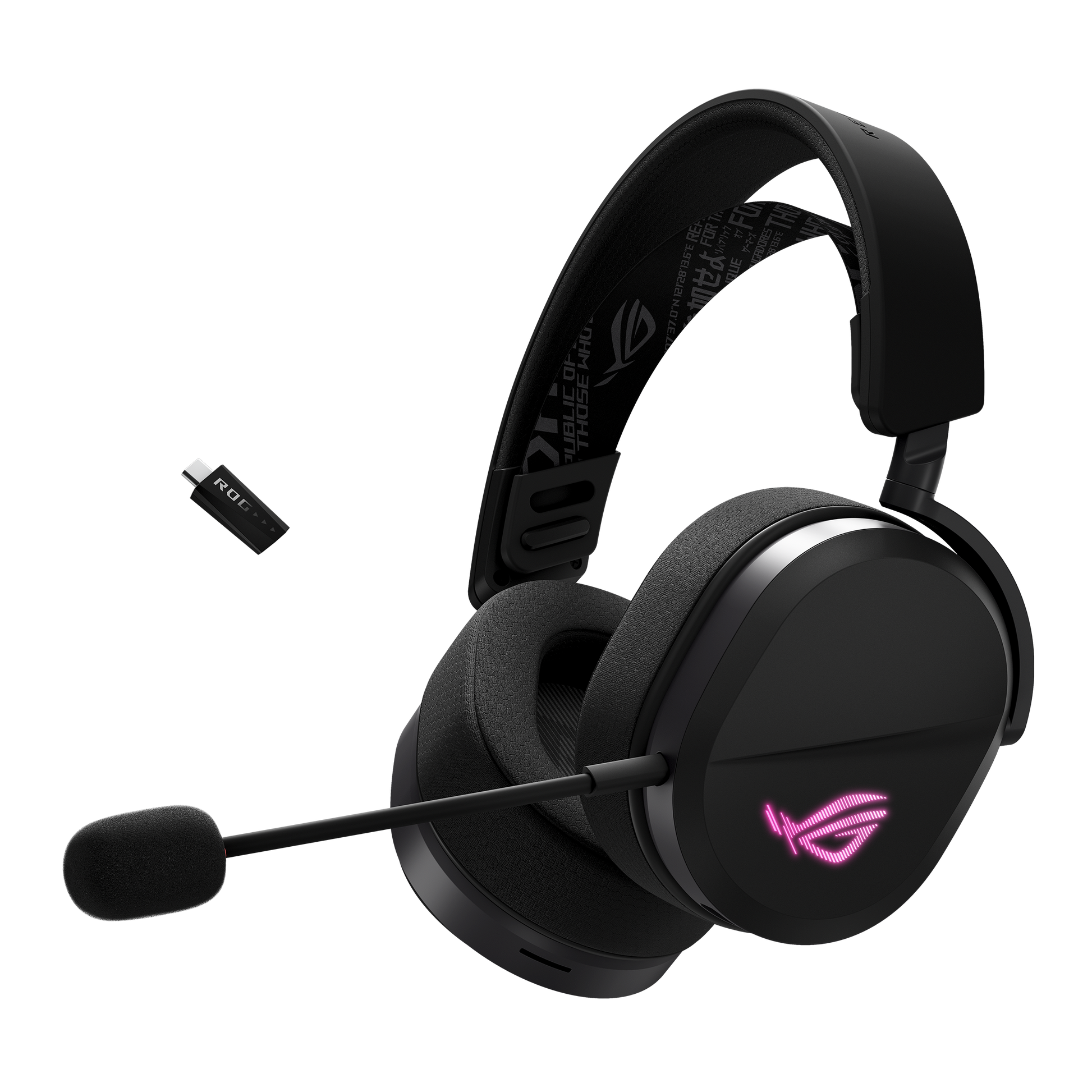 ASUS ROG Pelta Gaming-Headset – Over-Ear, Stereo, Kabel + BT, mit USB-C-Dongle, Schwarz