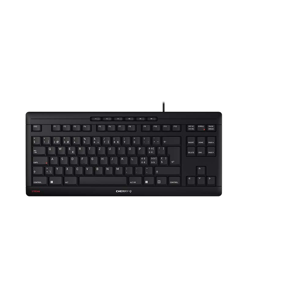 CHERRY Stream – Tastatur, kabelgebunden (USB), CH-Layout (DE-CH), TKL (ohne Ziffernblock), Scherenmechanik