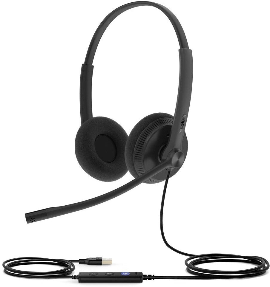 Yealink UH34 Lite Dual Office-Headset – On-Ear, Stereo, Kabel, USB-A, für T41S, T42S, T46S und andere, Schwarz