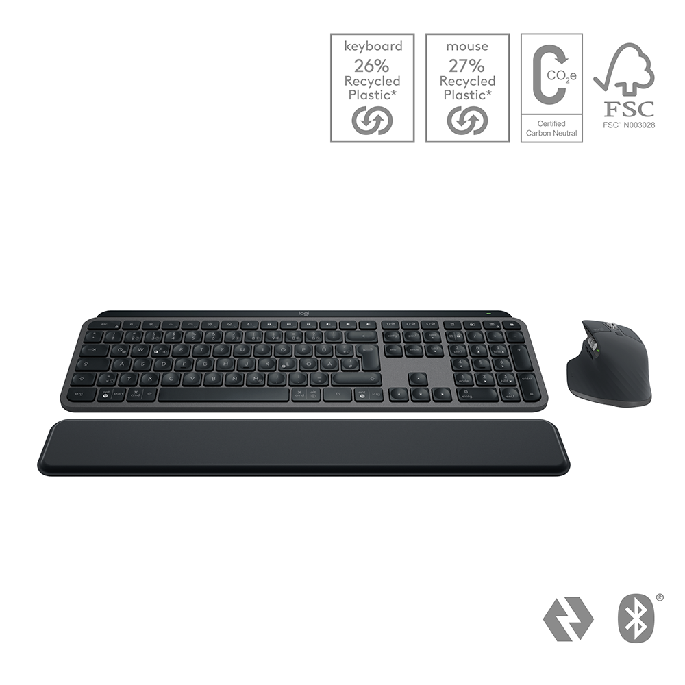 Logitech MX Keys S Combo – Tastatur, kabellos (Bluetooth), CH-Layout (DE-CH), Grau