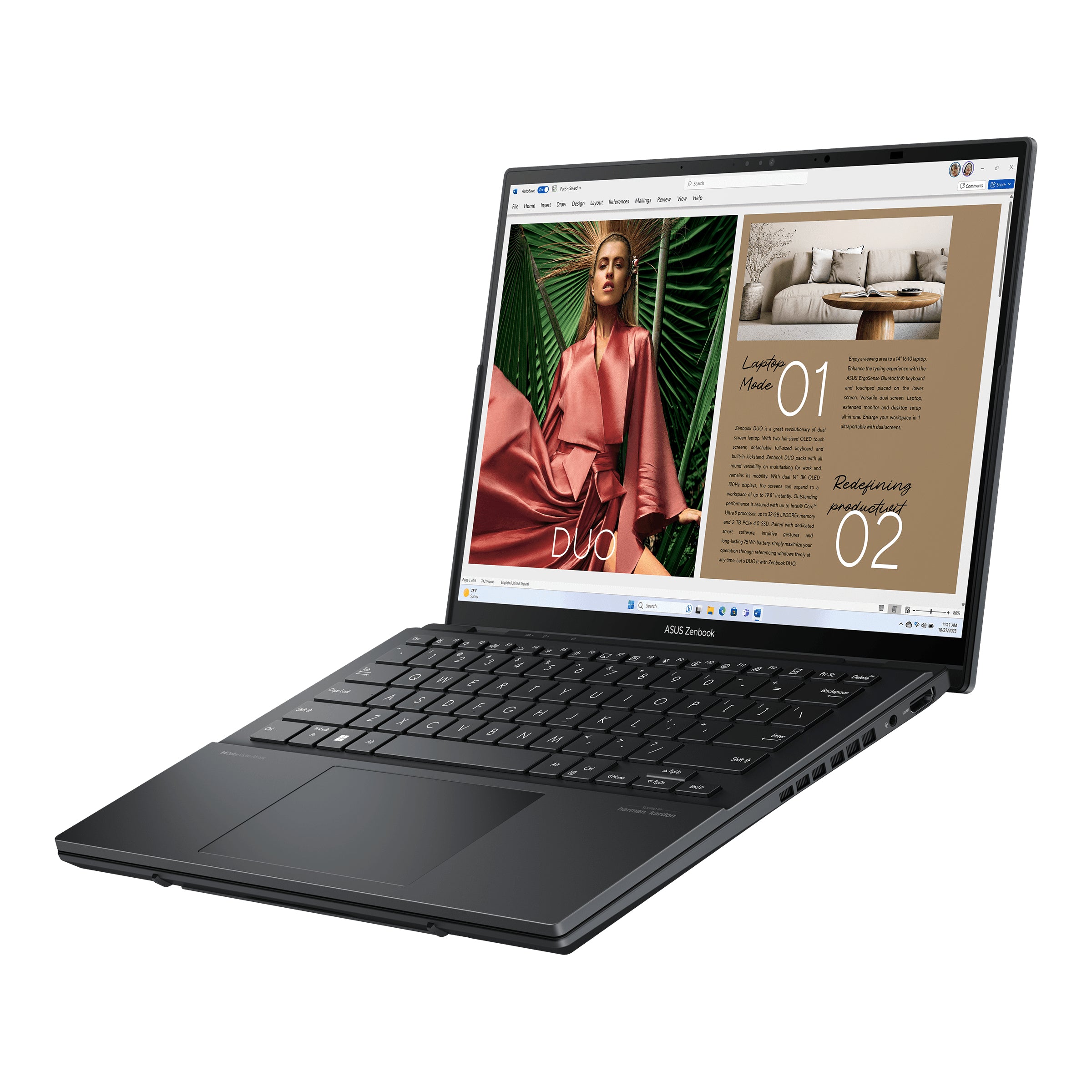 ASUS Zenbook Duo UX8406CA-QL153W – 14" WUXGA OLED Touch, Core Ultra 9 285H, 32 GB, 1 TB SSD, Win 11 Home