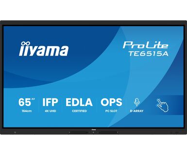 iiyama TE6515A-B2AG – 64,5" Touch, 3840 × 2160 (4K), VA, USB-C 100 W, LAN