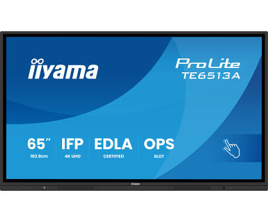 iiyama TE6513A-B2AG – 64,5", 3840 × 2160 (4K), IPS, USB-C 100 W, LAN, Touch