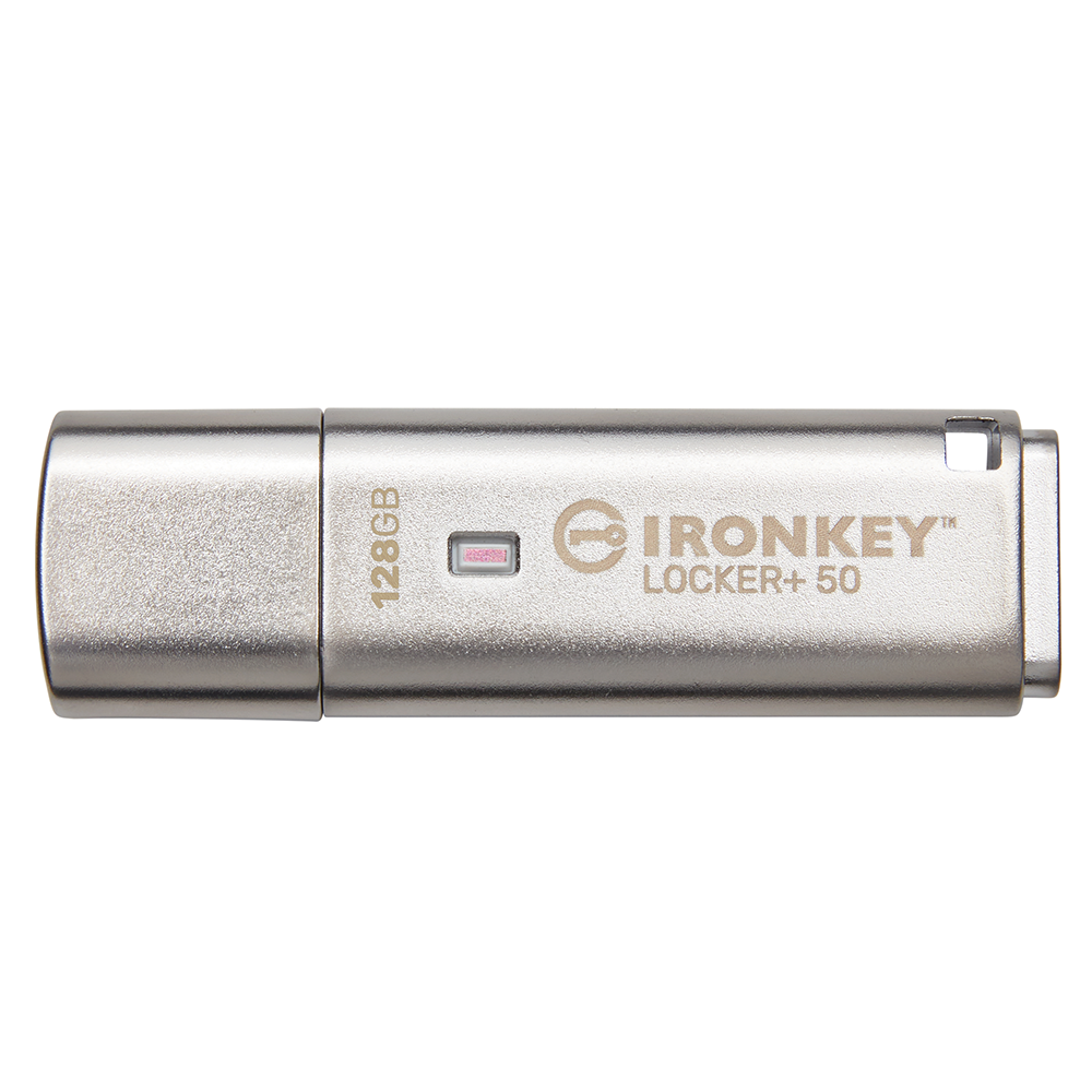 Kingston Technology Kingston IronKey Locker+50 USB-Stick – 128 GB, USB 3.2, 256-Bit AES-Verschlüsselung