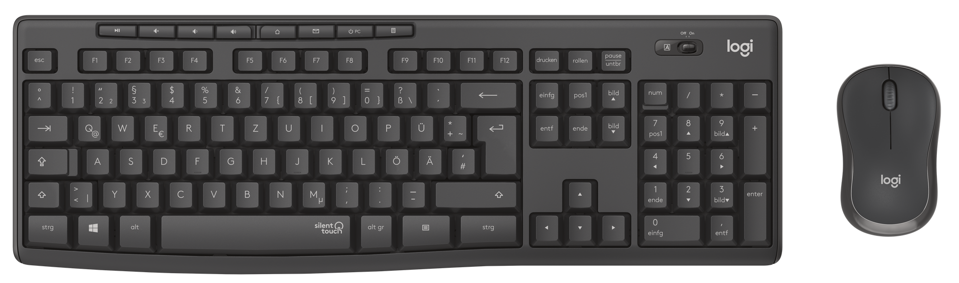 Logitech MK295 – Tastatur, kabellos, DE-Layout (DE), Grau