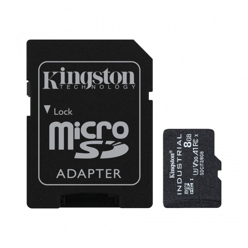 Kingston Technology Kingston microSDHC – 8 GB, Industrial, C10 A1 PSLC, mit SD-Adapter